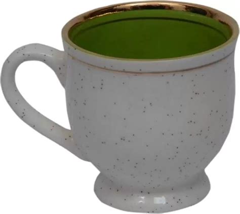 Ceramic Cup (Green, White, Pack of 6) | Dash India