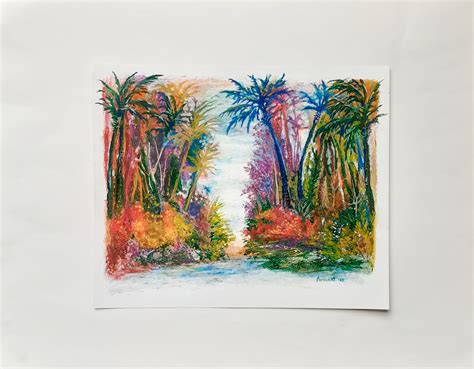 Oil Pastel Landscape, Original Oil Pastel, Colorful Art, Colorful Oil ...