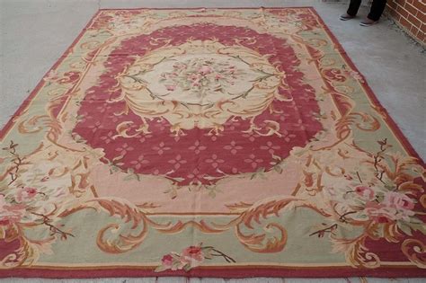 9' X 12' Pastel Green Red Pink Vintage Country Farmhouse Shabby AUBUSSON Rug | eBay | Rugs, Area ...
