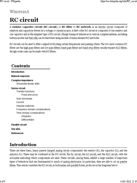 RC Circuit | PDF | Electronic Filter | Analog Circuits