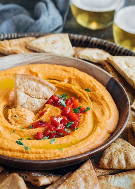 Roasted Red Pepper Hummus Recipe - Striped Spatula