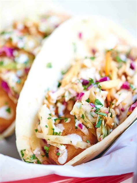 Beer Battered Fish Tacos - Fried Cod Tacos w/ Asian Slaw