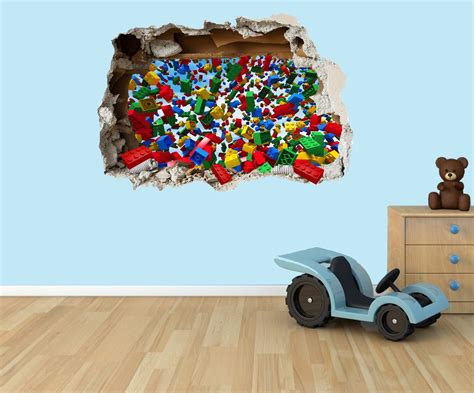 Lego Bricks 3D Effect Graphic Wall Vinyl Sticker Decal