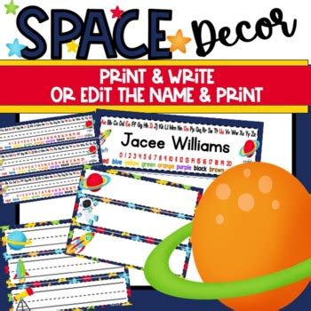 Outer Space Classroom Desk Name Tags Editable by The Joyful Journey