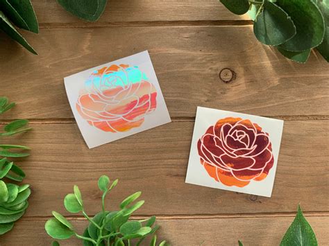 Flower Vinyl Decal Floral Vinyl Decals HOLOGRAPHIC Vinyl - Etsy