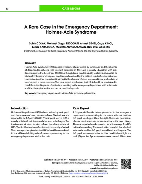 (PDF) A Rare Case in the Emergency Department: Holmes-Adie Syndrome ...