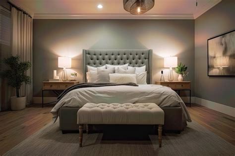 Premium AI Image | Soothing Serenity Muted Color Palette Transforms Bedroom into a Tranquil Oasis