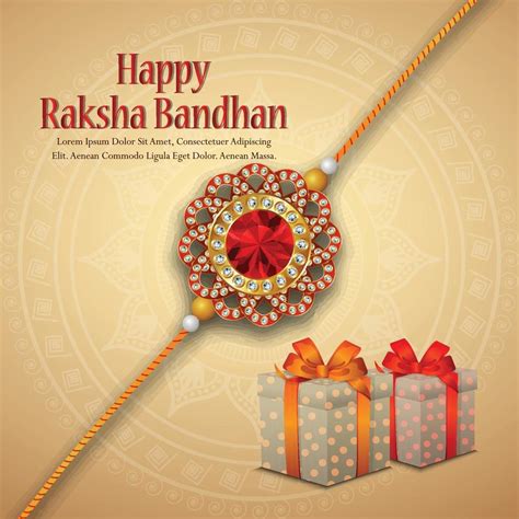 Happy raksha bandhan greeting card and background with crystal rakhi ...