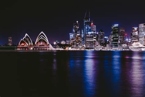 wallpaper night city, city lights, architecture, sydney, australia HD ...