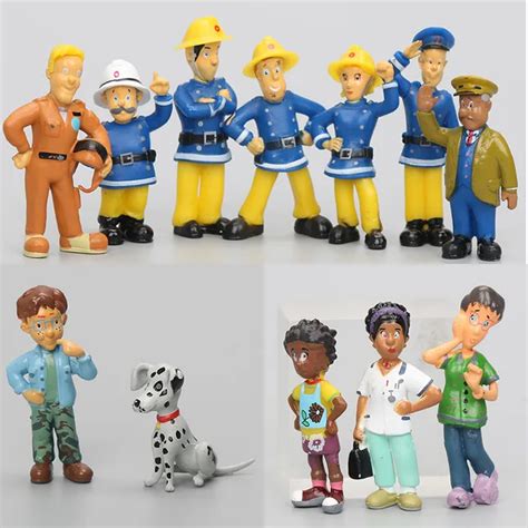 12Pcs/Set Cartoon Fireman Sam action figure toys 2.5 6cm PVC Dolls fireman sam toys kids gift-in ...