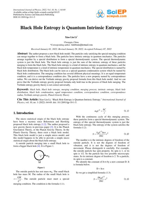 (PDF) Black Hole Entropy is Quantum Intrinsic Entropy