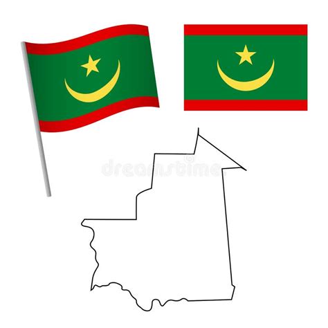 Mauritania Map With Waving Flag. Vector Illustration. Stock ...