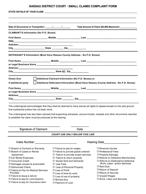 Nassau County Small Claims Court Forms - Fill Online, Printable, Fillable, Blank | pdfFiller