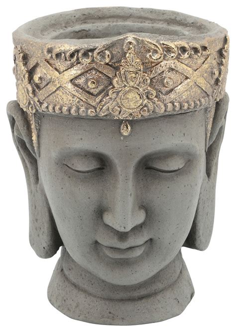 Sagebrook Home 16168-01 Resin, 7" Buddha Head Planter with Crown, Gray – Uber Bazaar