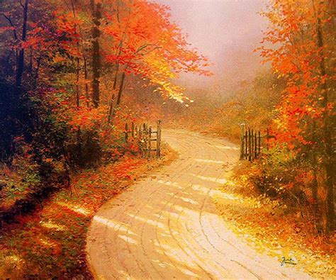 Autumn Lane by Thomas Kinkade 20x24 Artist Proof A/P Limited Edition Framed Canvas