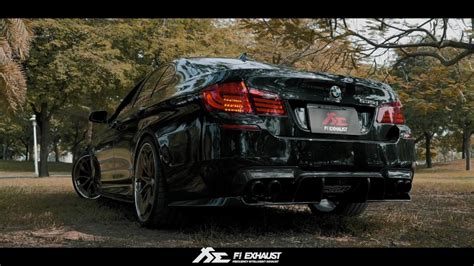 BMW 535i F10 Fi EXHAUST Carbon Fiber Tips on PSM Dynamic Diffuser X EDO ...