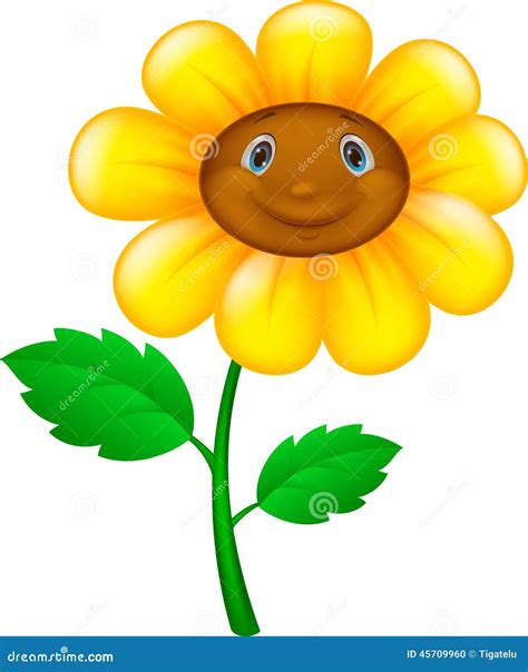 Cartoon flower with face stock vector. Illustration of funny - 45709960