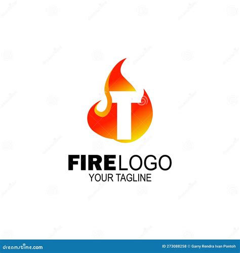 Initial Letter T Fire Logo Design. Stock Vector - Illustration of label ...