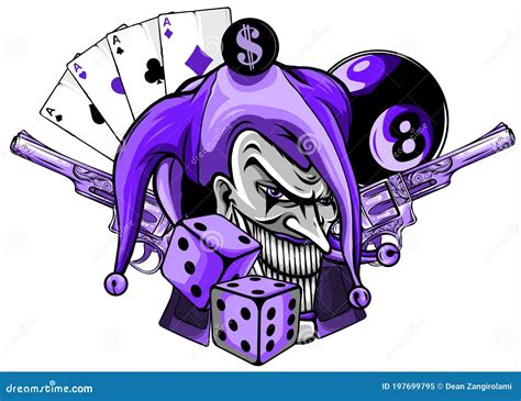 Joker Card with Gun and Ace. Vector Illustration Stock Vector ...