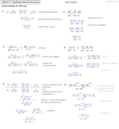 Advanced Algebra Worksheets