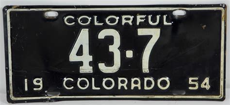 Vintage 1954 Colorado Black License Plate 43-7 Auto Car Vehicle | Planetas