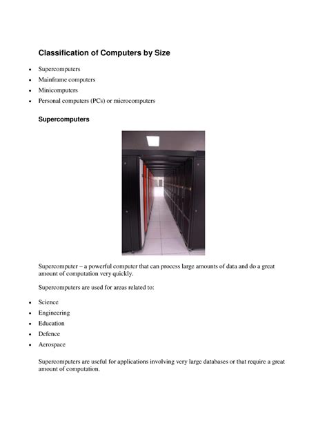 Classification of Computers by Size - Classification of Computers by ...