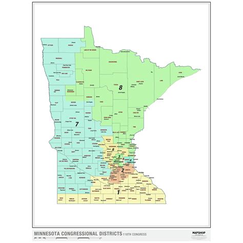 Minnesota 2022 Congressional Districts Wall Map by MapShop - The Map Shop