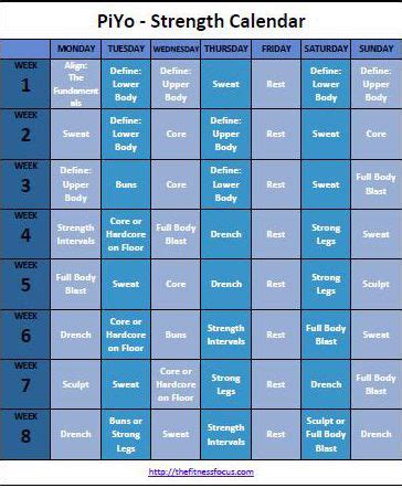 PiYo - Workout Calendar and Schedule to Download or Print | Piyo ...