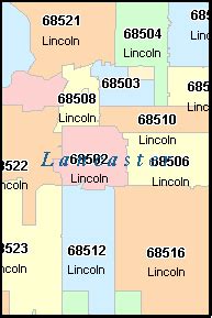 LANCASTER County, Nebraska Digital ZIP Code Map