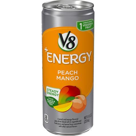 V8 +Energy, Healthy Energy Drink, Peach Mango, 8 Ounce Can - Walmart ...