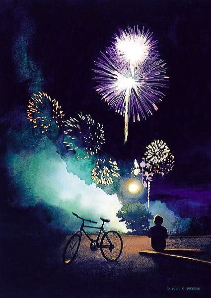 ""Fire in the Sky" Fireworks Watercolor" by Paul Jackson | Redbubble