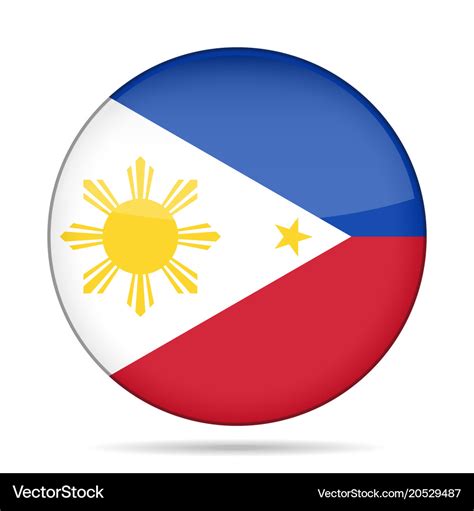 Flag of philippines shiny round button Royalty Free Vector