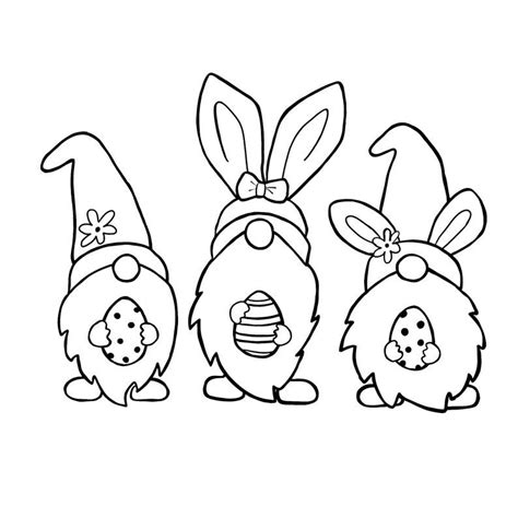 Easter Bunny Gnomes SVG / 3 Gnomes/ Coloring Page/ Stencil/ Sticker - Etsy | Bunny coloring ...