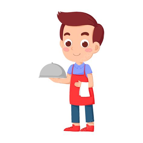 Cute Waiter Clipart PNG Images, Cute Male Waiter Carrying A Big Meal ...