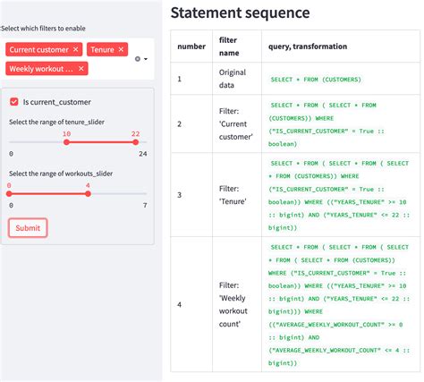 Make dynamic filters in Streamlit and show their effects on the original dataset