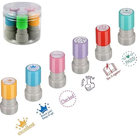 Amazon.com : 8Pcs Teacher Stamps for Classroom Teacher Supplies Self-inking Grading Stamps ...