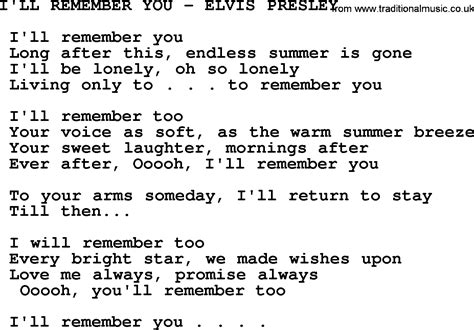 I'll Remember You-Elvis Presley-.txt, by Elvis Presley - lyrics and chords