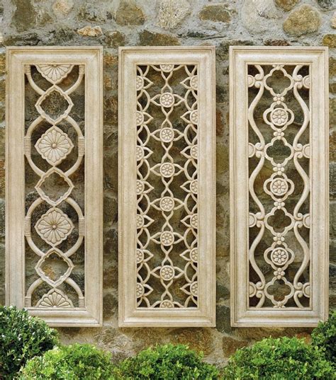 Harlow Wall Decor, Set of Three | Frontgate | Outdoor wall decor, Lattice wall, Wall decor