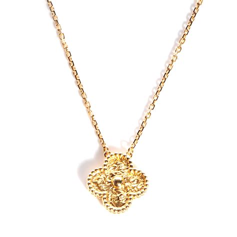 VAN CLEEF & ARPELS 18K Yellow Gold Vintage Alhambra Pendant Necklace 88372