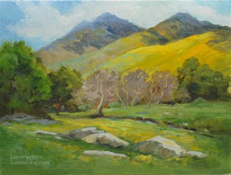 California plein air landscape painting – Wildflower Hills | Karen Winters Blog - California ...