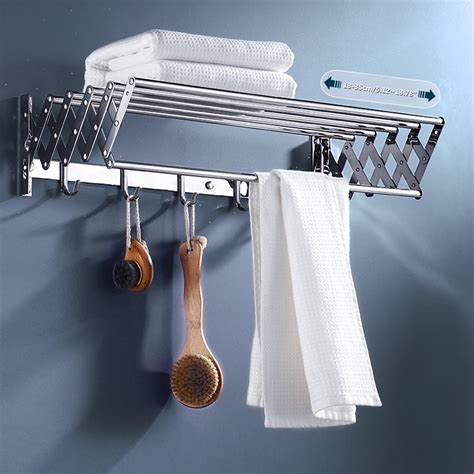 Wall-Mounted Drying Rack Folding Clothes Towel Bathroom Storage Shelf, 23.6'' / 31.5'' Length ...