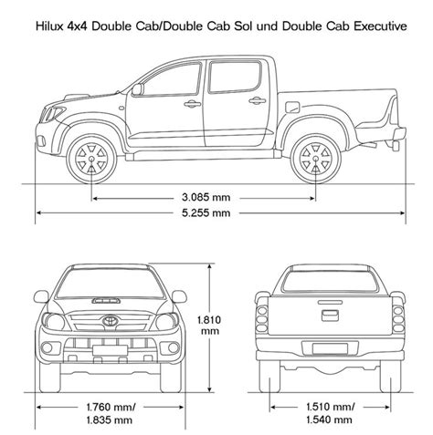 Toyota Hilux 2008 Blueprint - Download free blueprint for 3D modeling ...