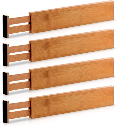 Extra-Large Bamboo Adjustable Drawer Dividers(2.6 Tall, 17.5 - 22 Inch ...