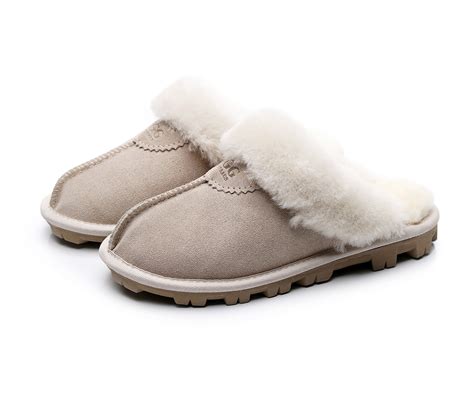 UGG Slippers-Australia Premium Sheepskin, Anti-Slip Fluffy Fur Indoor/Outdoor Slippers, Super ...