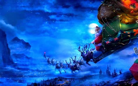 🔥 Free download Santa Claus coming to town riding his reindeer sleigh flying in [1600x1000] for ...