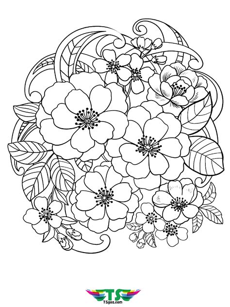 Free printable Beautiful flowers coloring page for kids - TSgos.com