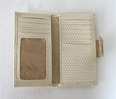 Liz Claiborne Designer Wallet Tan Beige Leather Trim Vintage