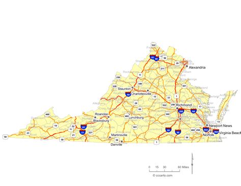 Virginia's Roads - Virginia's Interstates and Highways Map - CCCarto.com