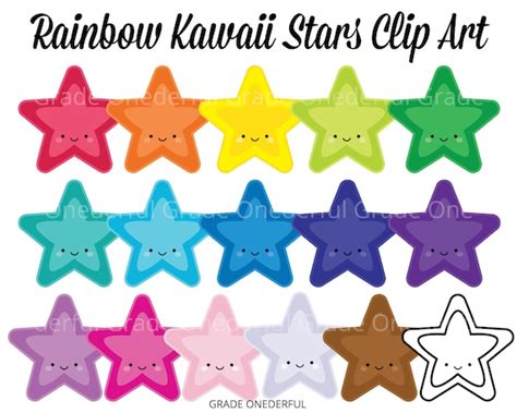 Cute Stars Clip Art, Kawaii Star Clipart, Star Clipart, Stars Clip Art ...