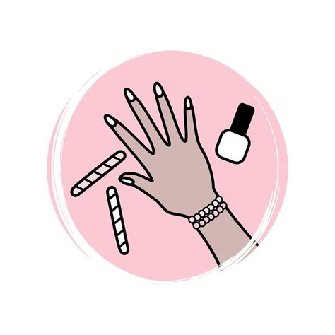 Cute logo or icon vector with manicure concept, illustration on circle with brush texture, for ...